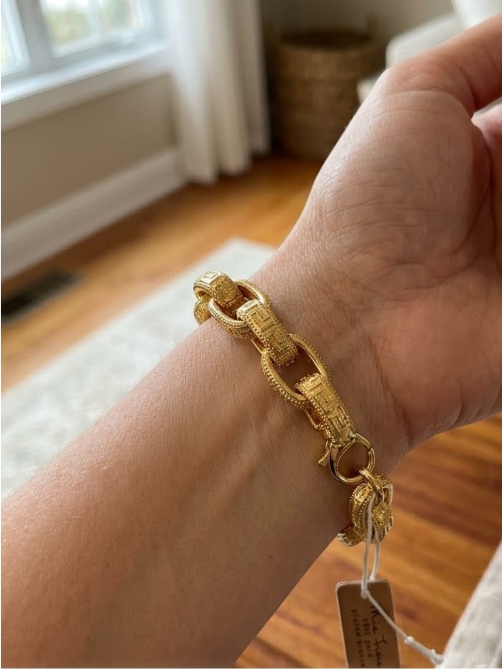 Mia Fiore Made in Italy 18kt Gold Plated Bronze Greek Key Link Bracelet